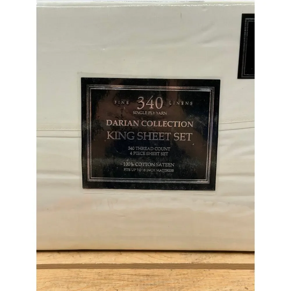 Darian Collection 340 Thread Count Cotton Sateen King Sheet Set - (Ivory)